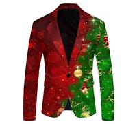 LOIJMK Traje para hombre de Navidad, chaqueta de traje de corte regular, chaqueta de traje con solapa, chaqueta blazer, abrigo clásico, ropa de fiesta, un botón, chaquetas de traje, chaqueta, traje