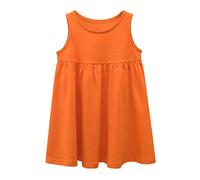LOIJMK Vestido de patinador de línea A sin mangas para niña de bebé, vestido de princesa para fiesta escolar, vestidos de princesa para niñas rojas, naranja, 2-3 años