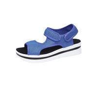 LOIJMK Zapatos de playa con tacón oblicuo para mujer, huecos, informales, zapatos con suela inclinada, sandalias de hospital para mujer, azul, 40 EU