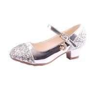LOIJMK Zapatos de tacón de princesa con purpurina para niña, sandalias de tacón alto, con lentejuelas, zapatos de princesa, zapatos de cosplay, fiestas, carnaval, bailar, Mary Jane, zapatos de boda
