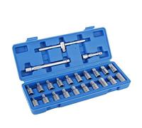 Loinutdbv Juego de 23 piezas de 3/8 pulgadas, kit de extracción de llave de manga de tornillo de drenaje de aceite, juego de herramientas de reparación de automóviles, cromo de grado