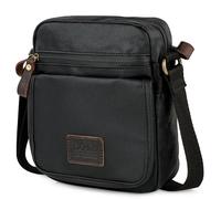 Lois - Bandoleras Hombre - Bolso Hombre Bandolera Ajustable - Bandolera Hombre Lona recubierta/Piel - Bolso Bandolera Hombre. Bolso de Hombre Pequeño., Negro