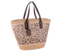 Lois - Bolso Capazo Rafia Mujer Para Playa Ideal Verano. Capazos Mimbre Mujer Estilo Rústico Elegante y Ligero, Natural