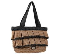 Lois - Bolso Capazo Rafia Mujer Para Playa Ideal Verano. Capazos Mimbre Mujer Estilo Rústico Elegante y Ligero, Negro