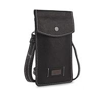 Lois - Bolso de Cuero para Móvil Mujer Hombre con Bandolera con Asa Larga Desmontable Regulable de la Marca Diseñado en España, Negro