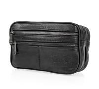 Lois - Bolso De Mano Hombre, Bolso Hombre Elegante De Piel Con Cremallera Y Asa De Muñeca Para Eventos Y Viaje, Negro