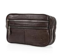Lois - Bolso De Mano Hombre, Bolso Hombre Elegante De Piel Con Cremallera Y Asa De Muñeca Para Eventos Y Viaje, Marron