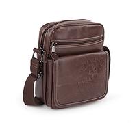Lois - Bolso Hombre Piel Vegana Estilo Moderno, práctico y elegante Bandoleras Hombre Piel Sintética ideal para viajes y trabajo, urbana y funcional, Marron