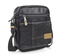 Lois - Bolso Hombre Piel Vegana Estilo Moderno, práctico y elegante Bandoleras Hombre Piel Sintética ideal para viajes y trabajo, urbana y funcional, Negro