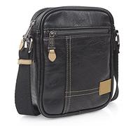 Lois - Bolso Hombre Piel Vegana Estilo Moderno, práctico y elegante Bandoleras Hombre Piel Sintética ideal para viajes y trabajo, urbana y funcional, Negro