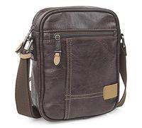 Lois - Bolso Hombre Piel Vegana Estilo Moderno, práctico y elegante Bandoleras Hombre Piel Sintética ideal para viajes y trabajo, urbana y funcional, Marron
