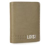 Lois - Cartera de Piel para Hombre - Cartera Hombre Piel con Monedero Interior y Tarjetero, diseño Slim, Cuero auténtico, Regalo Elegante. Proteccion RFID, Kaki-Cuero