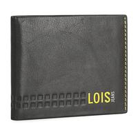 Lois - Cartera de Piel para Hombre - Cartera Hombre Piel con y Tarjetero, diseño Slim, Cuero auténtico, Regalo Elegante. Proteccion RFID, Negro-Amarillo