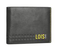Lois - Cartera de Piel para Hombre - Cartera Hombre Piel con y Tarjetero, diseño Slim, Cuero auténtico, Regalo Elegante. Proteccion RFID, Negro-Amarillo