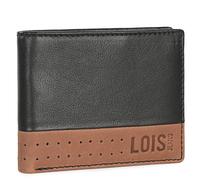 Lois - Carteras para Hombre Piel. Billeteras para Hombre. Cartera Hombre Piel con Monedero y múltiples Compartimentos, billeteras y monederos. Cartera Hombre. RFID, Negro-Tan
