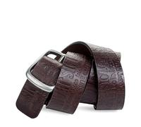 Lois - Cinturón De Cuero Para Hombre Con Hebilla Automática Ajustable, Cinturón De Piel De Vacuno Genuino Marron, Estilo Formal y Casual. Talla Ajustable con Tornillo