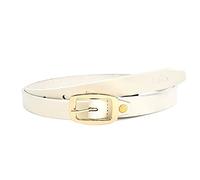 Lois - Cinturon Mujer Ajustable Cuero Moda Diario Casual Formal Cinturones De Mujer Diseño Clásico Hebilla Metálica Cinturones Mujer Piel Calidad, Blanco-Dorado