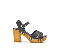 Lois Sandalia de Mujer de Piel Color Negro con talón Mujer Color: Negro Talla: 39