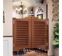 LoiYtrd Puertas batientes con persianas con Cierre automático, Puertas de salón de cafetería for Entrada, Puertas batientes sólidas de Media Cintura(Brown,W 130cm (51 3/16"))