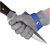 LoiYtrd Seguridad en el Trabajo Guantes anticorte Guantes Resistentes a Cortes de Metal, Guantes de Trabajo de Seguridad for Carnicero, Carpintero, Portero, con Correa de muñeca Ajustable(XS/21.5CM)