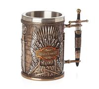 LOJAX Jarra de Cerveza vikinga de Juego Retro de Acero Inoxidable Pintada a Mano - Exquisita Jarra de Cerveza Decorada con Resina, diseño de mitología nórdica, Estilo gótico