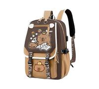 LoJax Mochila Kawaii Capibara de Gran Capacidad, Linda Mochila Escolar para Adolescentes, Unisex con Estuche(D)