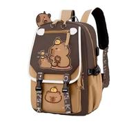 LoJax Mochila Kawaii Capibara de Gran Capacidad, Linda Mochila Escolar para Adolescentes, Unisex con Estuche(E)