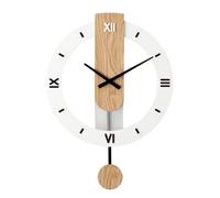 LoJax Reloj de Pared de salón Grande de Madera con péndulo, silencioso, Reloj de Pared de salón, Reloj de Pared con números Romanos, Funciona con Pilas, 40 * 55cm, Blanco