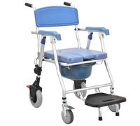 LoJax Silla Rodante para Ducha Silla Móvil para Inodoro con 4 Ruedas Frenos para Ducha Interior Silla De Ruedas 150kg Capacidad De Peso para Ancianos Discapacitados Vida Asistida (Blue)