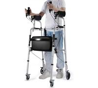 LoJax Walker De Pie para Personas Mayores, Caminante Vertical con Asiento - Artritis Rollator - Plegables Caminantes De Pie Plegables con Reposabrazos Acolchados - Rollator En Pie Alto