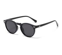 LOJUDI Gafas de sol para niños y niñas, gafas de sol redondas polarizadas para niños y niñas, estilo retro, lentes de sol para protección UV400, negro/gris