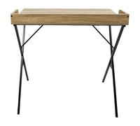 Loka Mesa de escritorio (L x An x Al: 48 x 80 x 80 cm, Marrón/Negro, MDF/Metal)