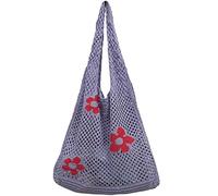 LOKAXXZU Bolsa de embarcadero de crochet, bolsa de hambre de hadas para mujeres bolso estético y2k bolso de bolso para niñas bolsas de playa de malla de malla