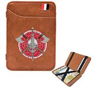 LOKAXXZU Mini billeteras de Bolsillo de Moda Masculina, Bifold portátiles Viking Amulet Runas Cortas de billeteras, Clips de Cuero Money Bolso Bolso, Titular de Pasaporte en Efectivo, escudo3