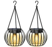 LOKAXXZU Paquete de 2 "luces solares solares linternas solares de metal decorativo al aire libre luces colgantes impermeables para exteriores para faroles al aire libre para jardín patio