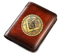 LOKAXXZU Símbolo masónico AG Billeteras de Cuero genuinas, Bolso de Tarjetas de masones únicos Masculinos, Billetera de Viaje Vintage (Estilo 1)