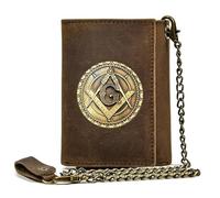 LOKAXXZU Símbolo masónico AG Billeteras de Cuero genuinas, Bolso de Tarjetas de masones únicos Masculinos, Billetera de Viaje Vintage (Estilo 5)