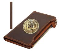 LOKAXXZU Símbolo masónico AG billeteras de Cuero genuinas, Bolso de Tarjetas de masones únicos Masculinos, Billetera de Viaje Vintage (Estilo 4)