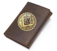 LOKAXXZU Símbolo masónico AG Billeteras de Cuero genuinas, Bolso de Tarjetas único masones de masones para Hombres, Billetera de Viaje Vintage (Estilo 2)