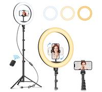 LOKAXXZU Weilisi 12 "Luz de Anillo de Selfie con Soporte de trípode de 63", luz de Anillo LED Negativo con Soporte para teléfono y Control Remoto inalámbrico, [2-en-1] Luz de Anillo y Selfie Stick