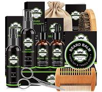 LOKDLAWEN Kit de barba para hombres con lavado de barba, acondicionador de barba, aceite de barba, bálsamo para barba, cepillo para barba, peine para barba, tijeras para barba, bolsa de