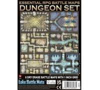 Loke BattleMats | Essential RPG Battle Maps Dungeon Set | Accesorio, Compatible con 5E Y Fantasy RPG, 6 Dungeon Maps Modulares Dry Erase, 3 Double-Sided Fold-out Sheets