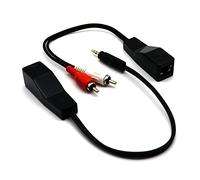 LOKEKE Cable de audio estéreo TRSM 1/8 de 2 RCA con conector jack rojo y blanco a DC3,5 mm TRSM sobre cable Cat5/6, RJ45 hembra a 2RCA macho y RJ45 hembra a DC3,5 mm 1/8 estéreo macho Cable de audio
