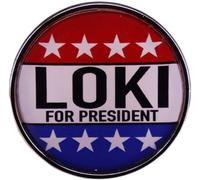 Loki for President Badge - Pin redondo esmaltado para ropa, sombreros, bolsos y accesorios, Metal, No es una piedra preciosa