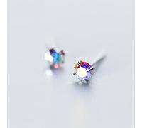 LOKILOKI Arco Iris Colorido Circonita Cúbica Pendientes Simples De Moda Exquisita Plata De Ley 925 Joyería De Boda para Mujeres