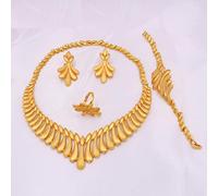 LOKILOKI Conjuntos De Joyas De Color Dorado De 24 K De Dubai para Mujer, Collar, Pendientes, Pulsera, Anillo, India, Boda Africana, Regalos para Esposa, Conjunto De Etiopía