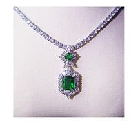 LOKILOKI Conjuntos De Joyas para Mujer S925 Pendientes De Piedras Preciosas De Esmeralda De Plata Esterlina Collar Brillante Joyería Fina Clásica