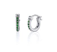 LOKILOKI Pendientes De Botón De Plata De Ley 925 Pendiente De Circonita Verde para Mujeres Niñas Bling Crystal Fine Jewelry