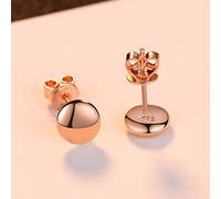 LOKILOKI Pendientes De Botón Encantadores para Mujer, Oro Rosa, Plata De Ley 925, Delicados Pendientes Redondos, Joyería Fina