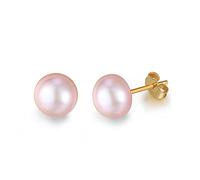 LOKILOKI Pendientes De Perla De Agua Dulce Genuinos para Mujer, Perlas Blancas Rosas De 8 Mm, Joyería De Fiesta Femenina De Plata De Ley 925